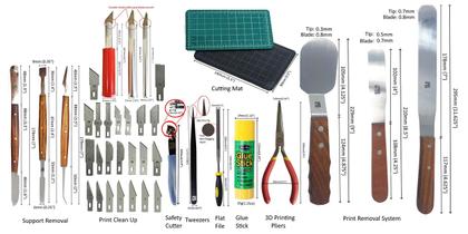 Imagem de Kit de ferramentas para impressora 3D Amx3d Pro Grade com remoção, limpeza e acabamento