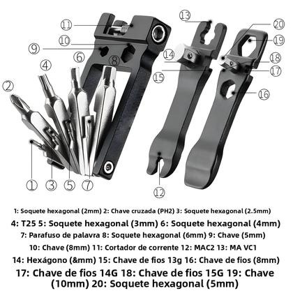 Imagem de Kit De Ferramentas Para Reparação De Bicicleta De Montanha 16 Em 1, Conjunto De Chaves Hexagonais E