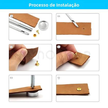 Imagem de Kit De Ferramentas Para Reparação De Calçados, Bolsas, Cintos E Artesanato Em Couro Com Rebites