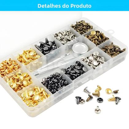 Imagem de Kit De Ferramentas Para Reparação De Calçados, Bolsas, Cintos E Artesanato Em Couro Com Rebites