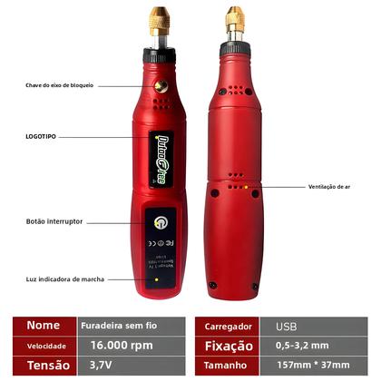 Imagem de Kit De Ferramentas Rotativas USB Sem Fio Com 24 Acessórios Mini Furadeira Sem Fio Para Trabalhos Em