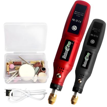 Imagem de Kit De Ferramentas Rotativas USB Sem Fio Com 24 Acessórios Mini Furadeira Sem Fio Para Trabalhos Em