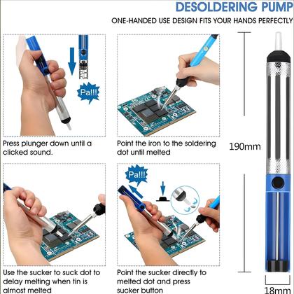 Imagem de Kit de Ferro de Solda 60W com Multímetro Digital - 5 Pontas Extras - Plugs UE e EUA