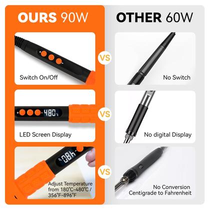 Imagem de Kit de ferro de soldar BILIPLE 90W LED Digital 19 em 1 180-480 C