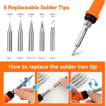 Imagem de Kit de ferro de soldar BILIPLE 90W LED Digital 19 em 1 180-480 C