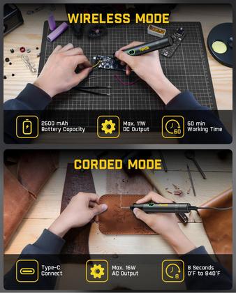 Imagem de Kit de ferro de soldar Fanttik T1 Max sem fio 2600mAh 840 