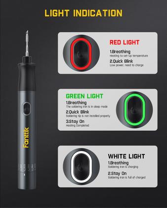 Imagem de Kit de ferro de soldar Fanttik T1 Max sem fio 2600mAh 840 
