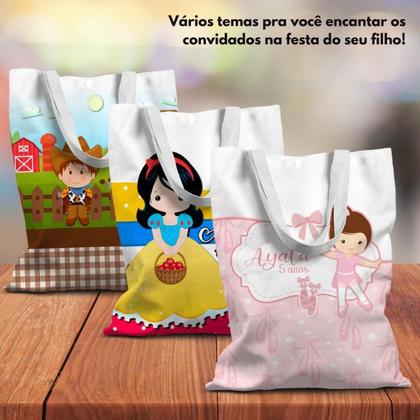Imagem de Kit de Festa Com 5 Sacolinhas de Tecido Pra Lembrancinha C