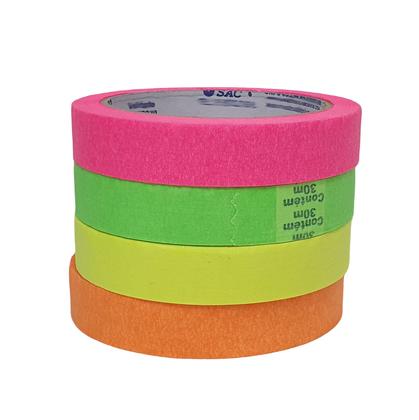Kit De Fita Crepe Neon Colorida Com 4 Cores De 18mm X 30m - Nastro Imagem de Kit De Fita Crepe Neon Colorida Com 4 Cores De 18mm X 30m