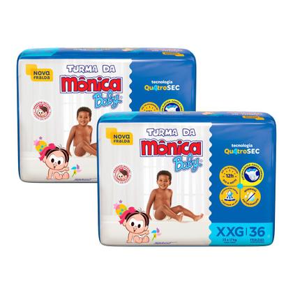 Imagem de Kit de Fraldas Turma da Mônica Baby Mega Tamanho XXG 72 Unidades