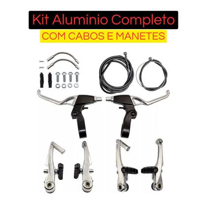 Imagem de Kit de freio completo de aluminio v-brake orbital aluminio com maçaneta tipo logan