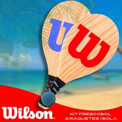 Imagem de Kit de Frescobol Wilson Madeira Pinus 2 Raquetes 1 Bola