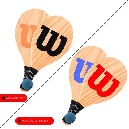 Imagem de Kit de Frescobol Wilson Madeira Pinus 2 Raquetes 1 Bola