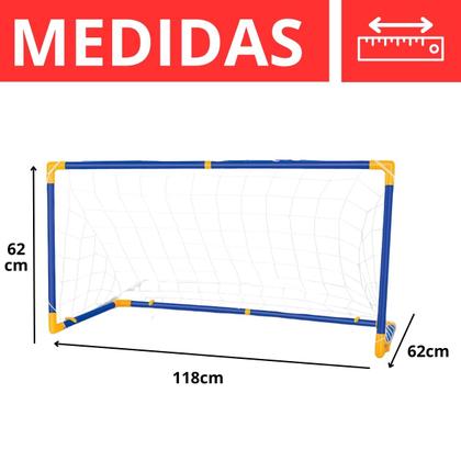 Imagem de Kit De Futebol Completo C/ Trave De Gol Garrafa De 700ml Bola Esportiva Do São Paulo Licenciado Ideal Pra Treino Esporte