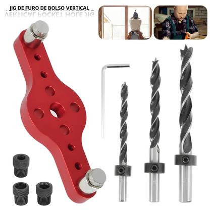 Imagem de Kit de Gabarito de Furo de Bolso Vertical para Carpintaria - 6, 8 e 10mm