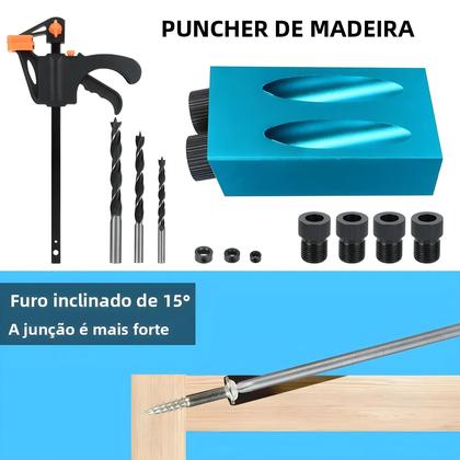 Imagem de Kit De Gabarito Para Furos Ocultos De 15 Graus, 7, 14 Ou 15 Peças, Guia De Perfuração De Madeira Com