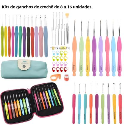 Imagem de Kit de Ganchos de Crochê com Alça Macia - Faça Você Mesmo - Conjunto de Agulhas de Tricô