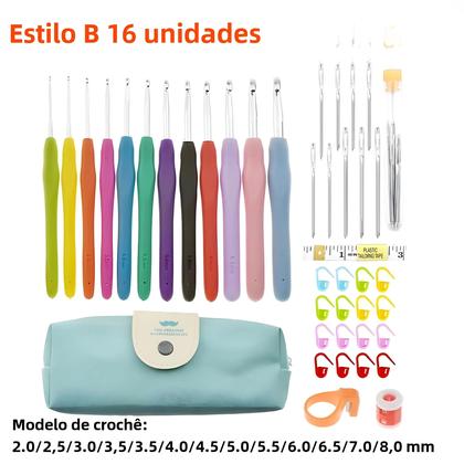 Imagem de Kit de Ganchos de Crochê com Alça Macia - Faça Você Mesmo - Conjunto de Agulhas de Tricô