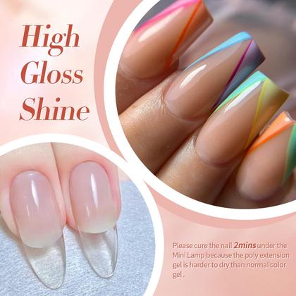 Imagem de Kit de gel de unhas BORN PRETTY Extension - Kit de gel de 6 cores Nude Clear Jelly All-In-1 Set Builder Glue com base de lâmpada U V O conjunto de acabamento forma um conjunto de manicure francesa para iniciantes