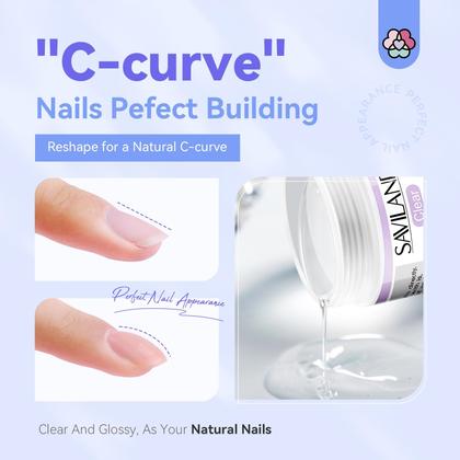 Imagem de Kit de gel para unhas Builder SAVILAND Clear 60g com formas de unhas e pincel