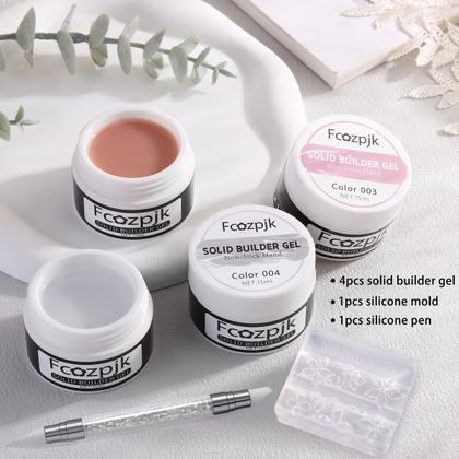 Imagem de Kit de gel Solid Builder Fcozpjk para unhas com molde de silicone