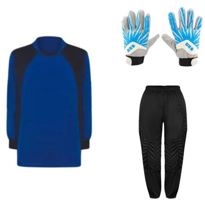 Imagem de Kit de Goleiro Infantil Camisa + Calça Acolchoada + Luva 