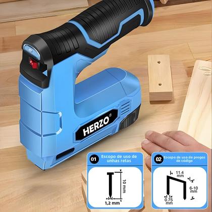 Imagem de Kit De Grampeador Elétrico HERZO 4V Sem Fio Recarregável 2 Em 1 Para DIY Com Grampos De Aço