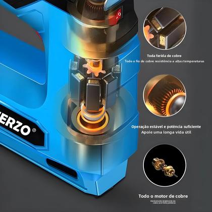 Imagem de Kit De Grampeador Elétrico HERZO 4V Sem Fio Recarregável 2 Em 1 Para DIY Com Grampos De Aço