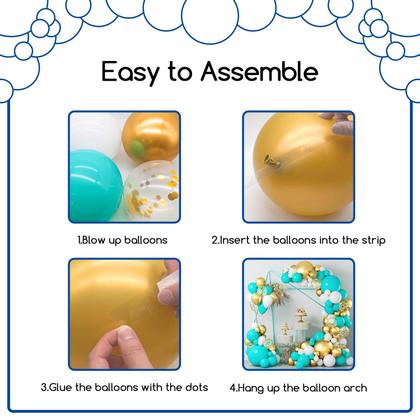 Imagem de Kit de guirlanda de balões COKAOBE azul azul-petróleo branco dourado 124 unidades