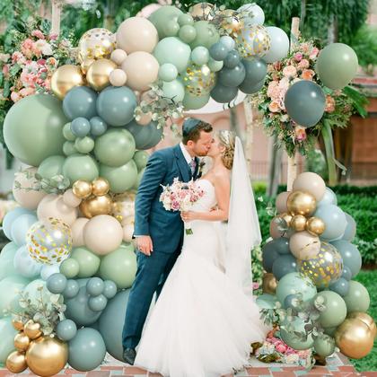 Imagem de Kit de guirlanda de balões Jobkoo 122 unidades azul verde dourado