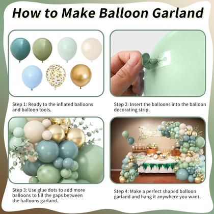 Imagem de Kit de guirlanda de balões Jobkoo 122 unidades azul verde dourado