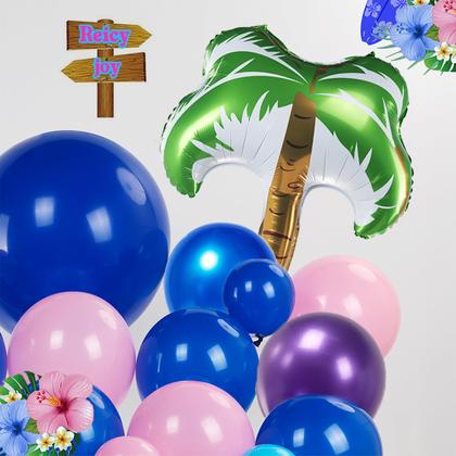 Imagem de Kit de guirlanda de balões yeewaka azul rosa roxo Hawaii Ohana