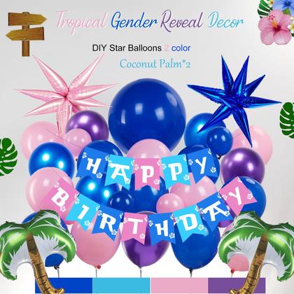 Imagem de Kit de guirlanda de balões yeewaka azul rosa roxo Hawaii Ohana