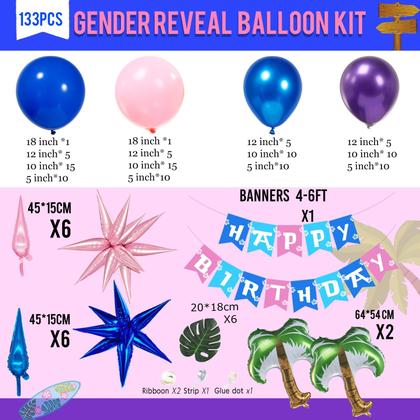 Imagem de Kit de guirlanda de balões yeewaka azul rosa roxo Hawaii Ohana