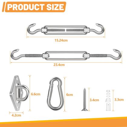 Imagem de Kit de hardware Shade Sail de 6 polegadas para retângulo triangular