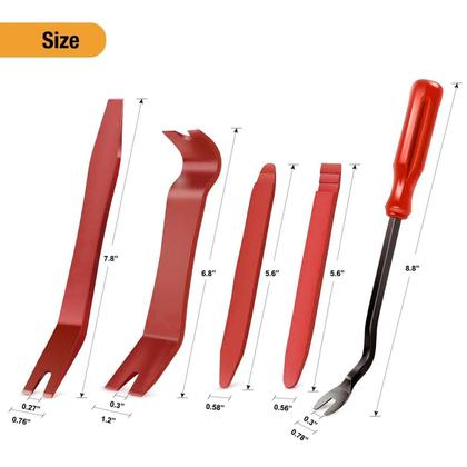 Imagem de Kit de Herramientas para Remover Molduras de Auto GOOACC 5 PCS Nylon Rojo