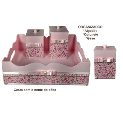 Imagem de Kit de Higiene de bebê madeira Mdf Meninas 5 pçs - JARDIM ROSA