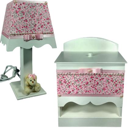 Imagem de Kit de Higiene de bebê Mdf quarto menina 7 pçs - JARDIM BRANCO FLORIDO E PÉROLAS