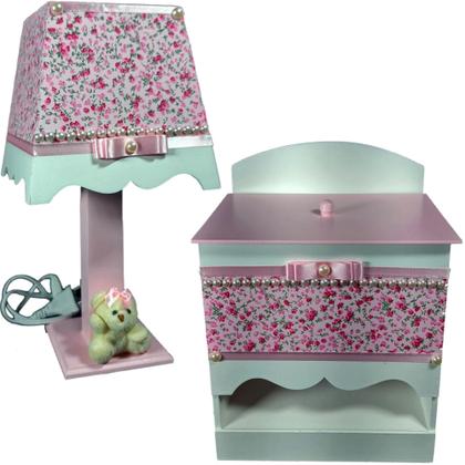 Imagem de Kit de Higiene de bebê Mdf quarto menina 7 pçs - Jardim tampas rosa e perolas