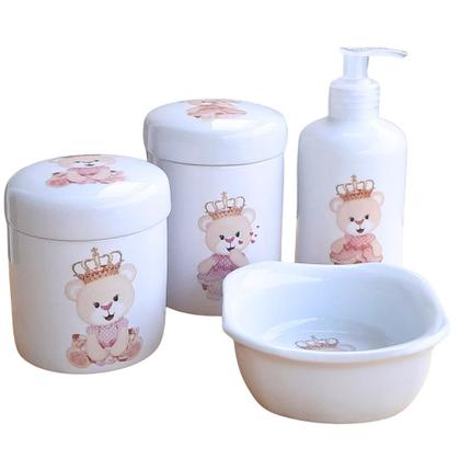 Imagem de Kit de Higiene para Bebê Princesa Ursinha - 4 Peças em Porcelana
