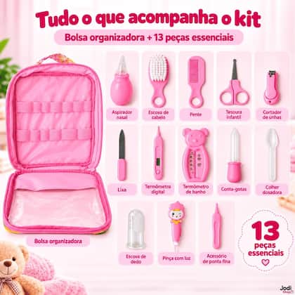 Imagem de Kit de Higiene para Bebê Recém-Nascido 13 Peças Azul e Rosa