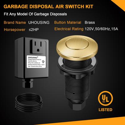 Imagem de Kit de interruptor pneumático para triturador de resíduos UHOUSING, dourado escovado