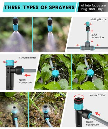 Imagem de Kit de irrigação por gotejamento OVRAQ 70m PE PVC Mangueira 3 bicos