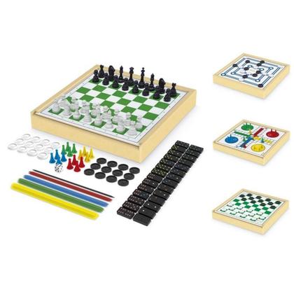 Imagem de kit de Jogos 6 em 1, Xadrez, damas, Ludo, Dominó e outros