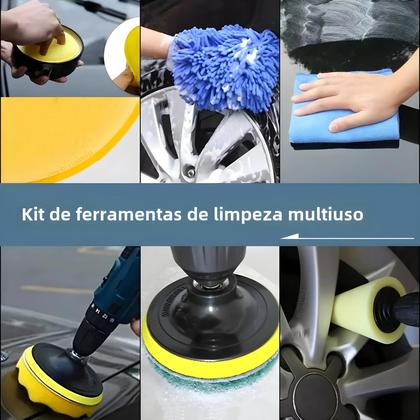 Imagem de Kit de Limpeza de Carro com Broca e Escova - Para Detalhes e Limpeza de Aletas de Ar Condicionado