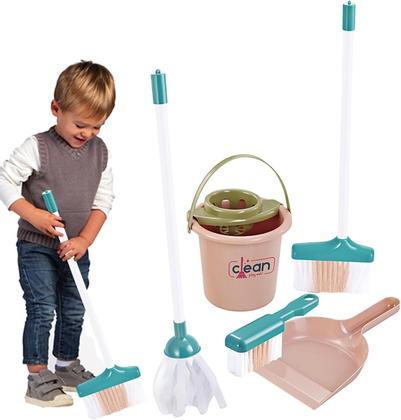 Imagem de Kit De Limpeza Infantil 6 Peças Vassoura Rodo Balde E Pá