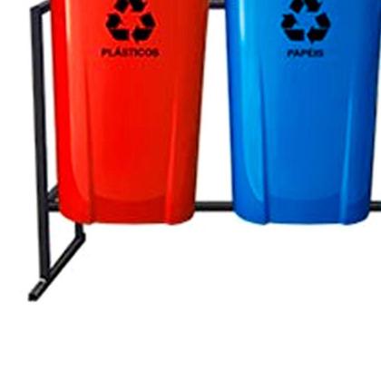 Imagem de Kit de Lixeiras para Coleta Seletiva 60 Litros com 4 Peças Lar Plástico