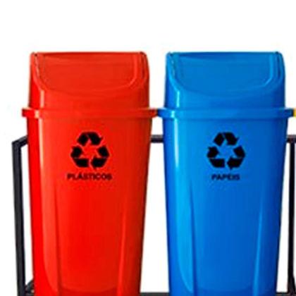 Imagem de Kit de Lixeiras para Coleta Seletiva 60 Litros com 4 Peças Lar Plástico