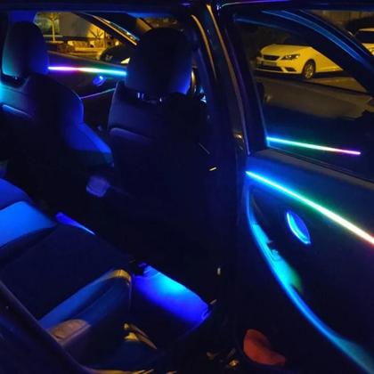 Imagem de Kit de Luzes Ambientes para Carro com 64 LEDs RGB - Fibra Ótica Acrílica - 18 Modos