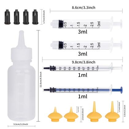 Imagem de Kit de mamadeira para alimentação de pets Xuanda 50 ml com bicos, seringas e tampas